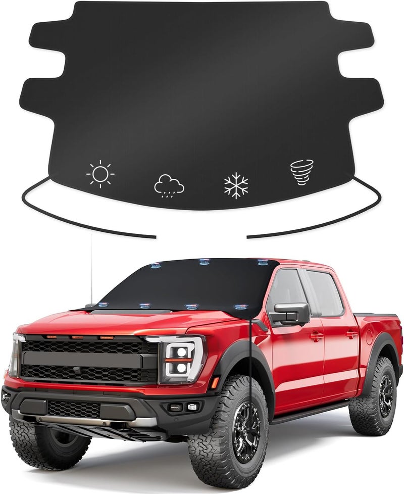 Wigoo 2025 Upgrade All-Season Car Windshield Cover - 600D Heavy-Duty Magnetic Cover for Snow/Sun/Dust/Rain, Fits Large SUVs & Trucks, Year-Round Car Shield Outdoor Accessories - Large - Image 1